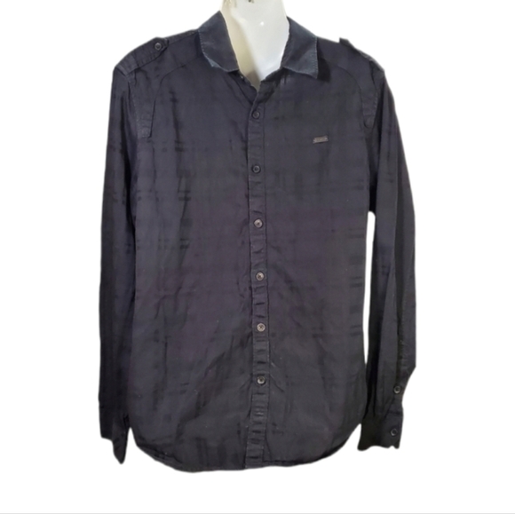 GUESS checkered button down black shirt L - Picture 2 of 10